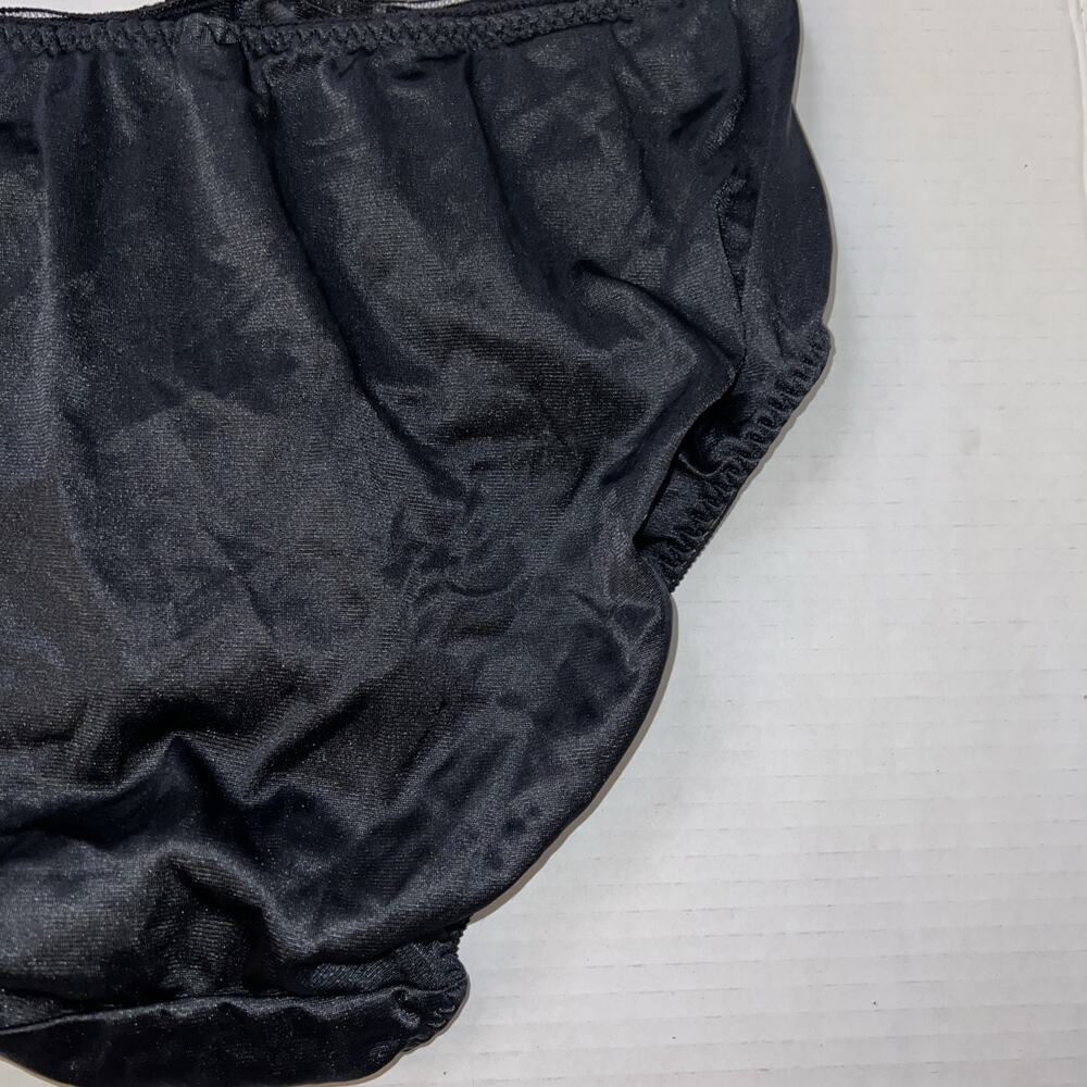 VINTAGE WACOAL 84202 Black LACE TRIM BRIEFS PANTIES SZ L LIQUID SATIN - Picture 13 of 16
